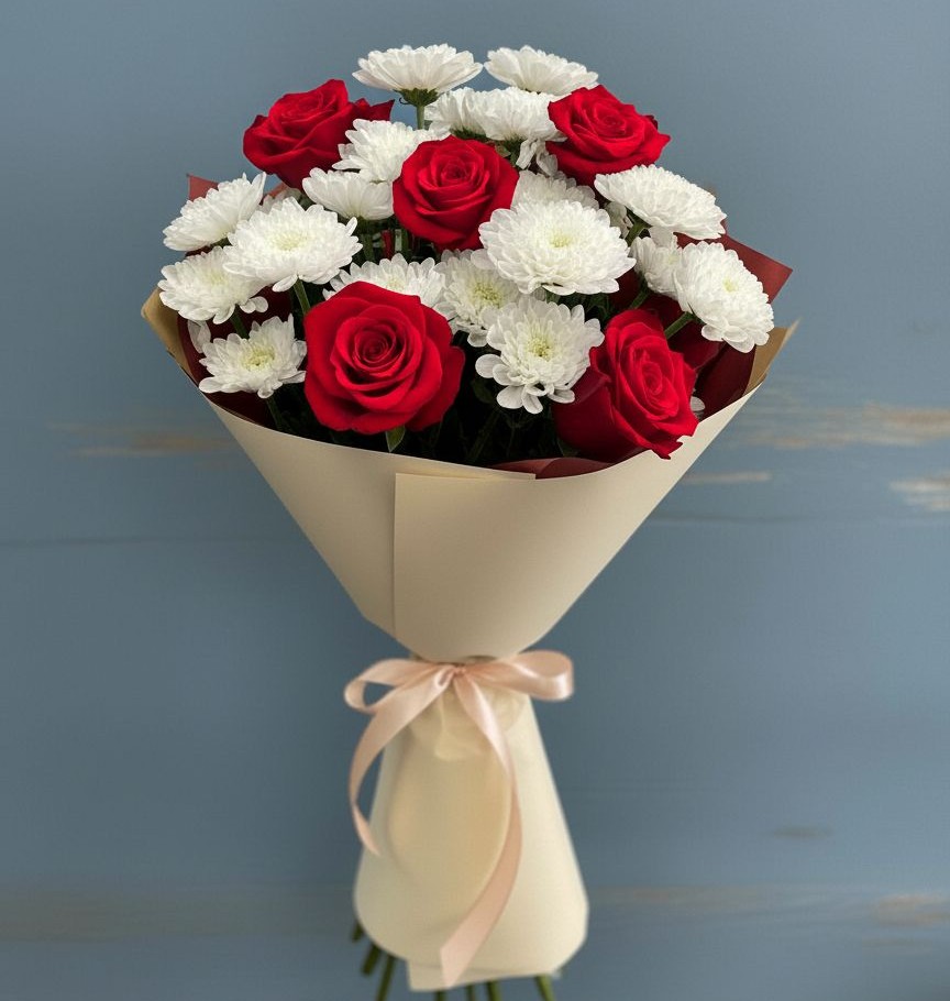 Букет цветов из: Розы и Хризантемы в Большом Царыне