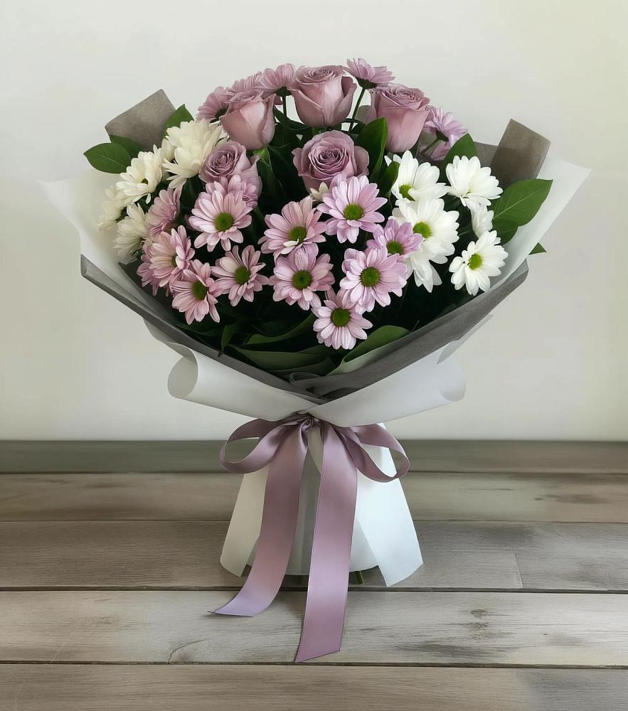 Букет цветов из: Хризантемы и Розы в Большом Царыне