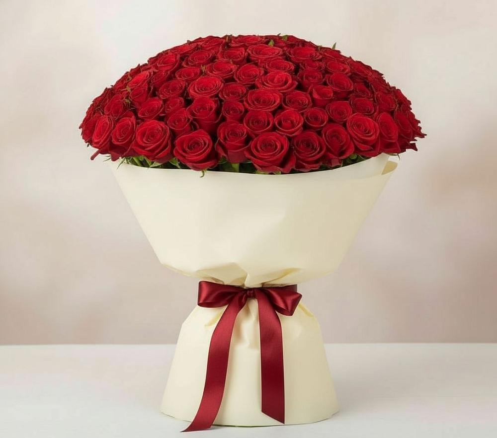 Букет 101 Красная роза Милано в Большом Царыне