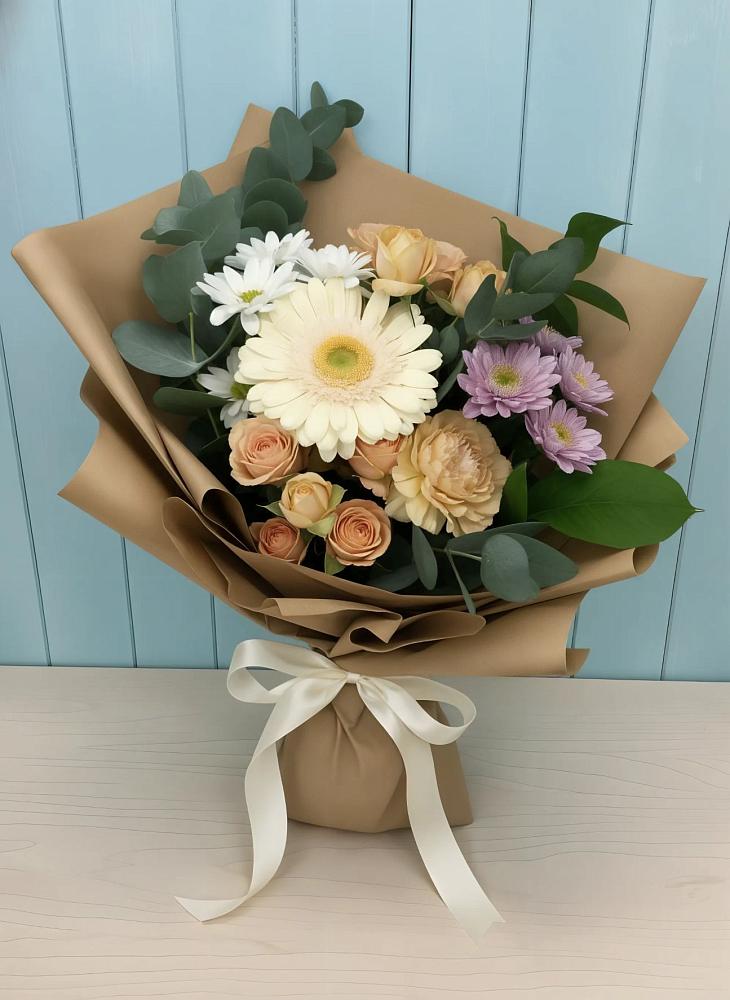 Букет цветов из: Герберы и Хризантемы в Большом Царыне