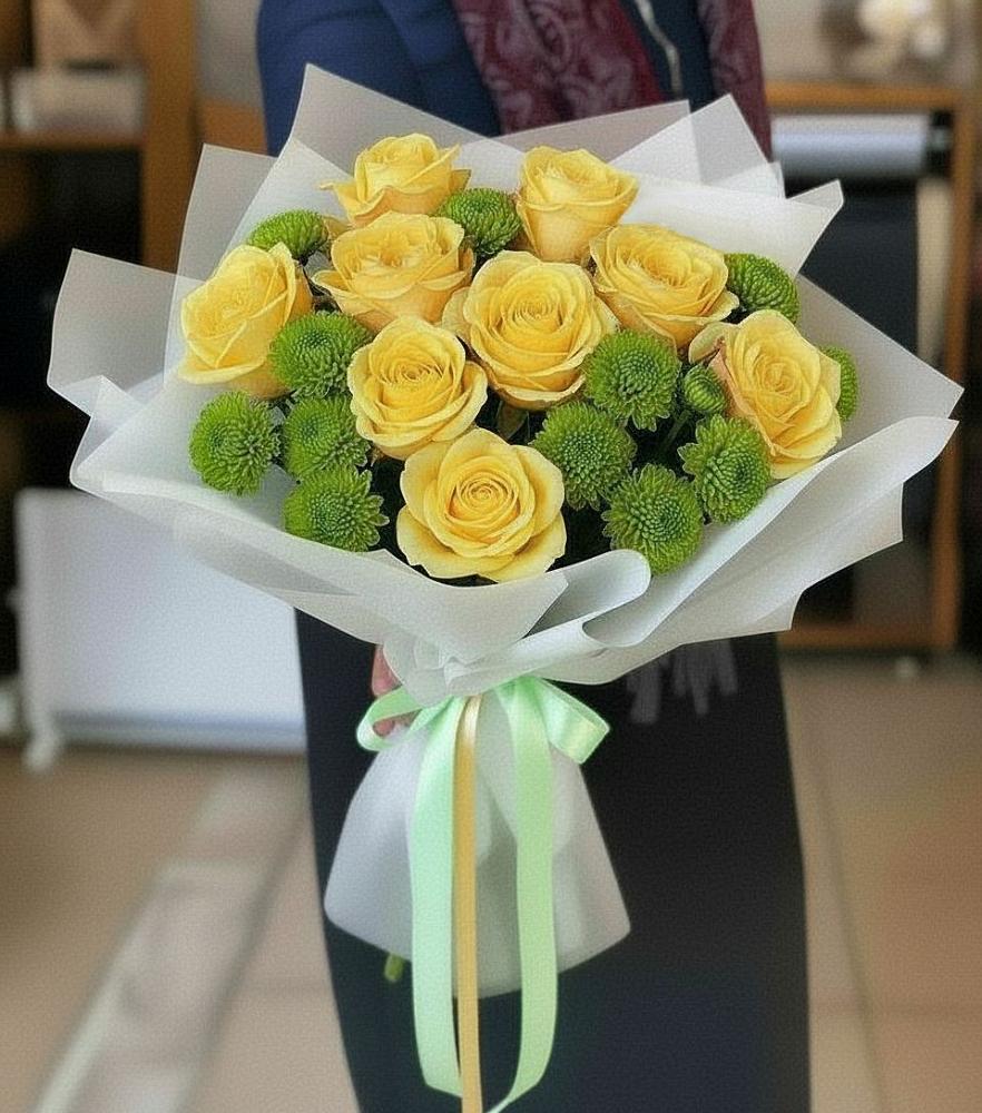 Букет цветов из: Хризантемы и Розы в Большом Царыне