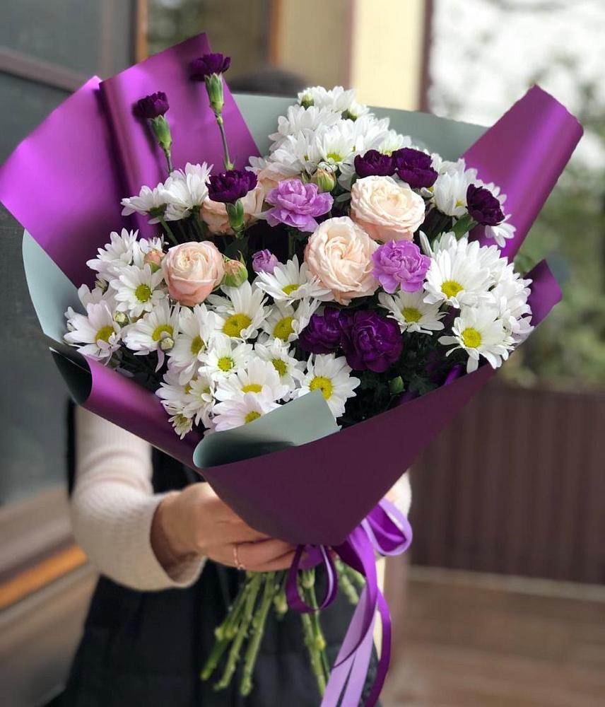 Букет цветов из: Хризантемы, Гвоздики и Розы в Большом Царыне