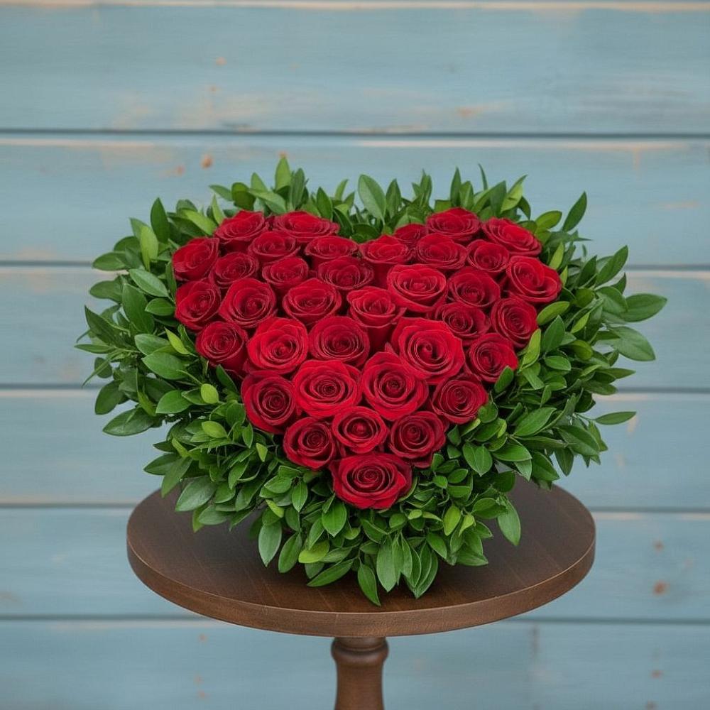 Цветочная композиция из Розы в виде сердца в Большом Царыне