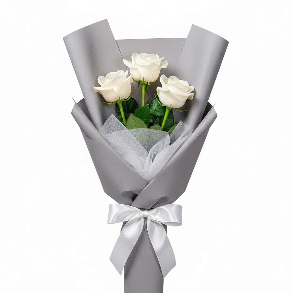 Букет 3 белые розы в Большом Царыне