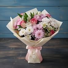 Букет цветов из:  Хризантемы, Альстромерии и Розы в Большом Царыне