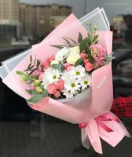 Букет цветов из:  Розы, Лизиантусы и Хризантемы в Большом Царыне