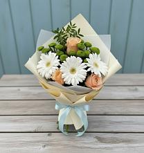 Букет цветов из:  Герберы, Розы и Хризантемы в Большом Царыне