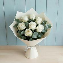Букет Белые розы в Эвкалипте в Большом Царыне