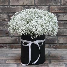 Цветочная композиция из Гипсофила в шляпной коробке в Большом Царыне