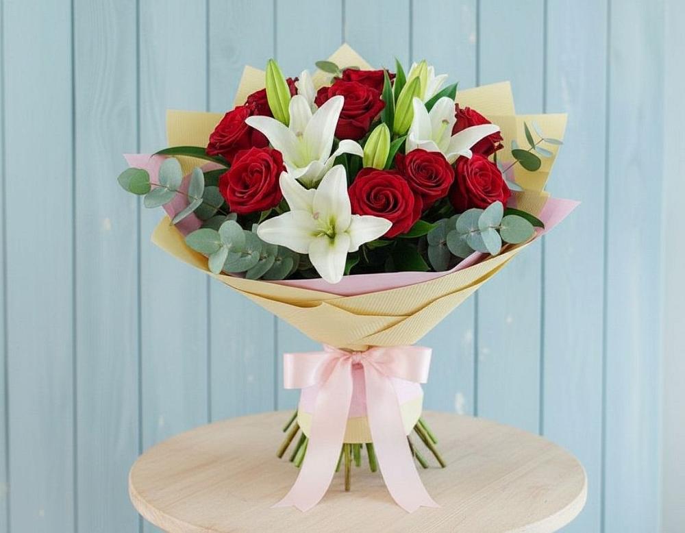 Букет цветов из: Лилии и Розы в Большом Царыне